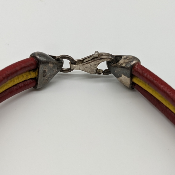 Two Tone Leather and Sterling Silver Cuff - Picture 3 of 4